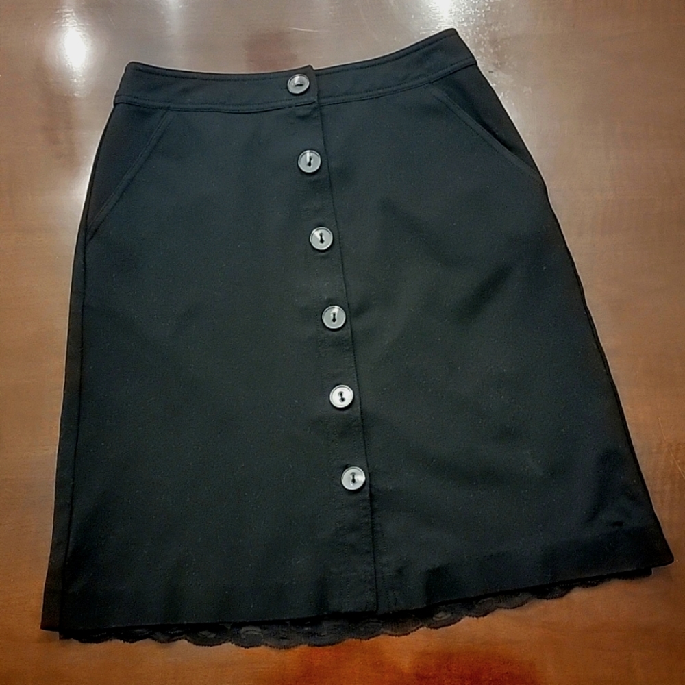 Trina Turk black button skirt